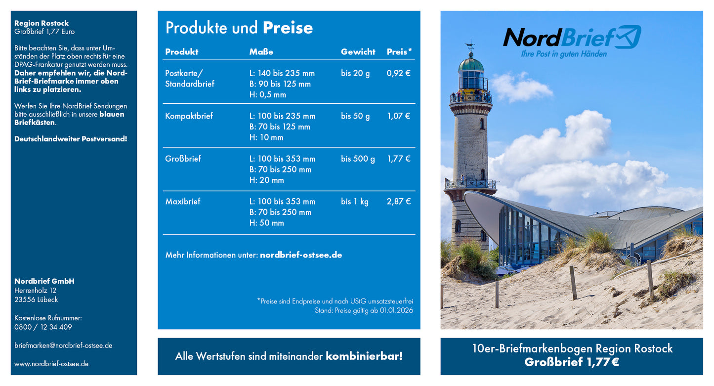 10er-Markenheft Großbrief "Region Rostock"
