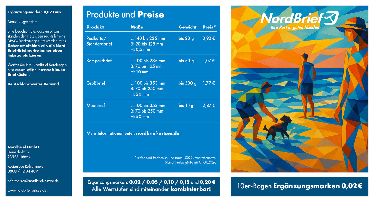 10er-Markenheft Ergänzungsmarke 0,02 €