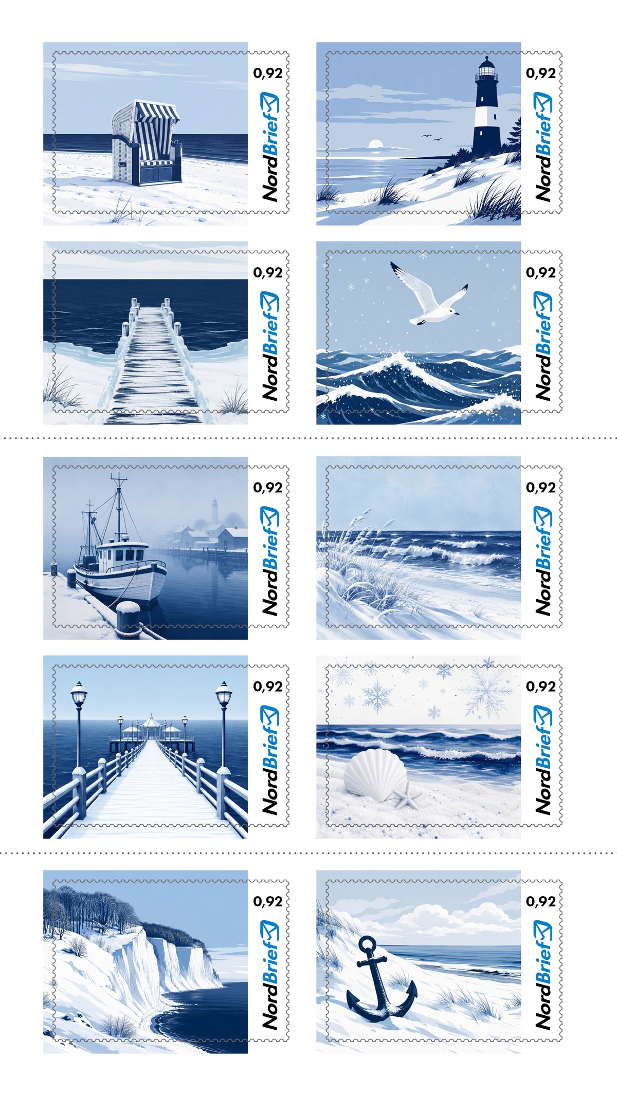 10er-Markenheft Postkarte & Standardbrief "Winterzeit an der Ostsee"