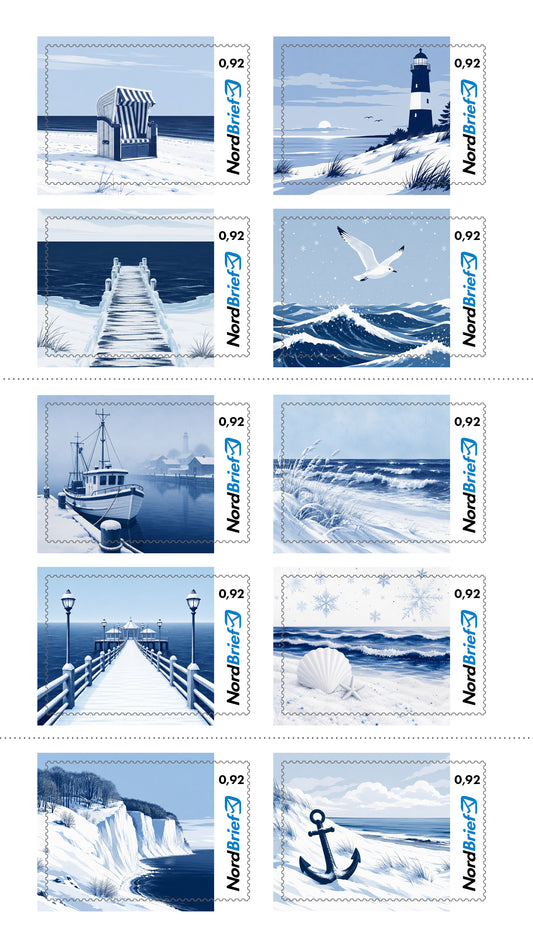 10er-Markenheft Postkarte & Standardbrief "Winterzeit an der Ostsee"