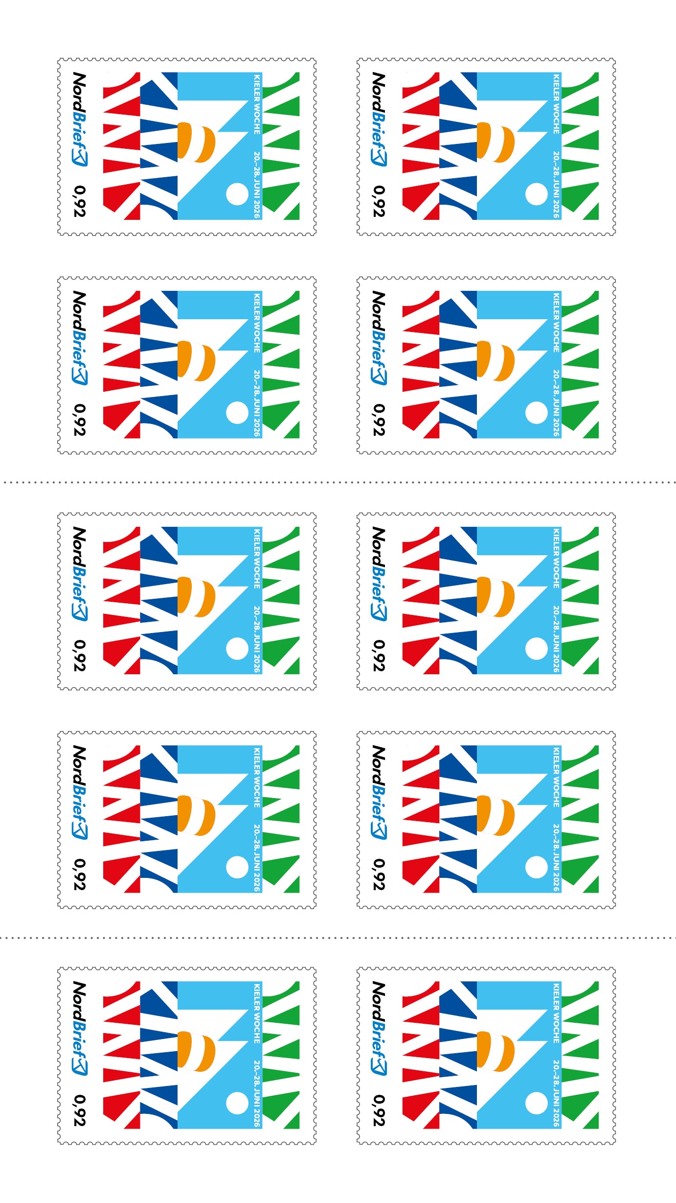 10er-Markenheft Postkarte & Standardbrief "Kieler Woche 2026"