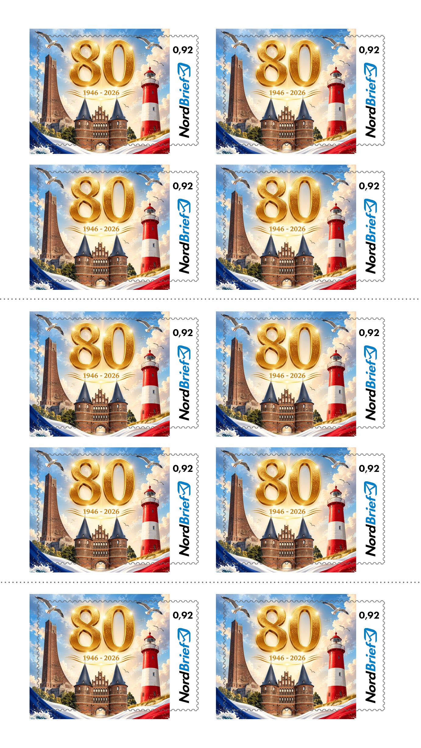 10er-Markenheft Postkarte & Standardbrief "80 Jahre S-H"