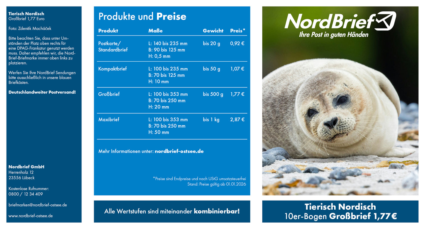 10er-Markenheft Großbrief "Tierisch Nordisch"