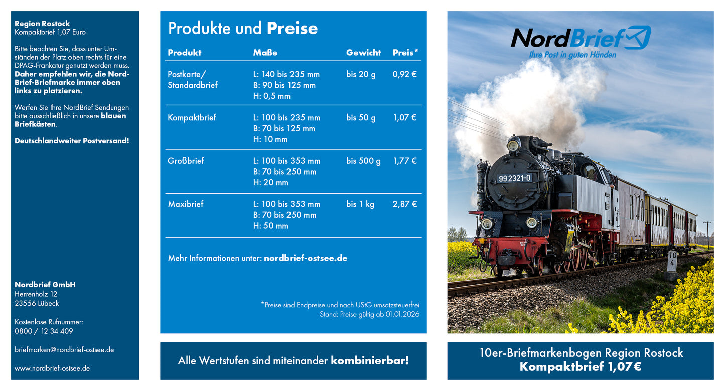 10er-Markenheft Kompaktbrief "Region Rostock"