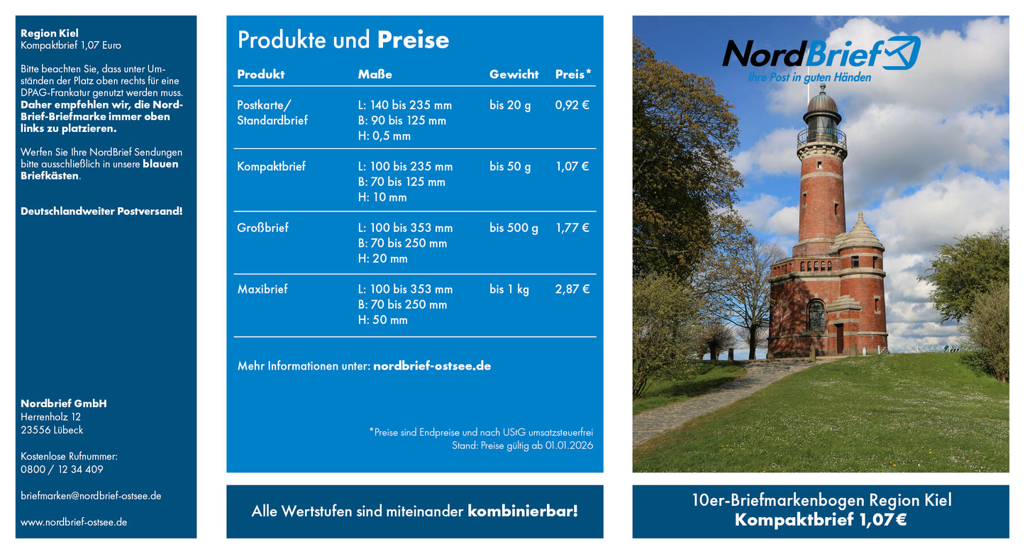 10er-Markenheft Kompaktbrief "Region Kiel"