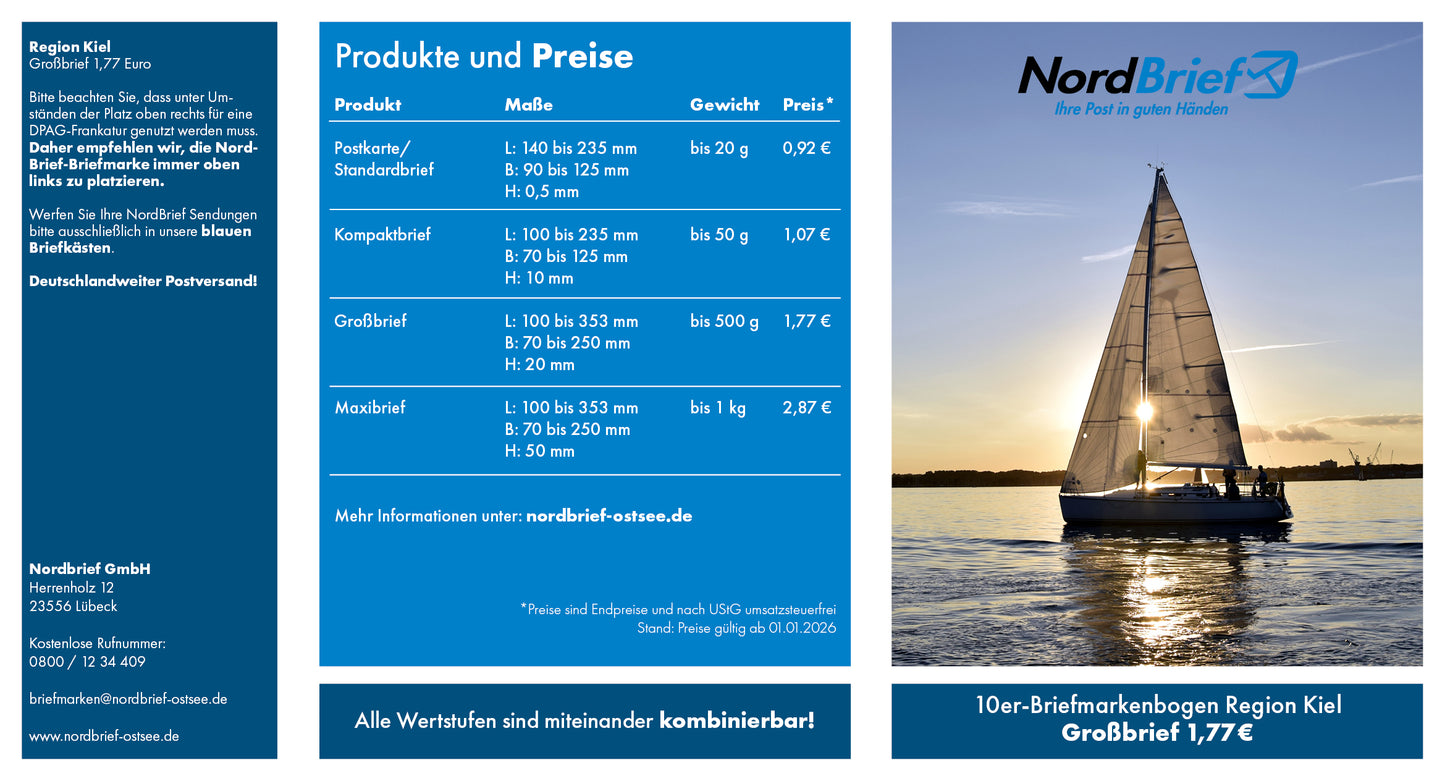 10er-Markenheft Großbrief "Region Kiel"