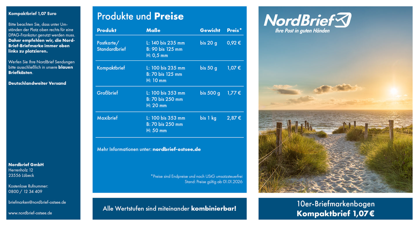 10er-Markenheft Kompaktbrief "Ostsee"